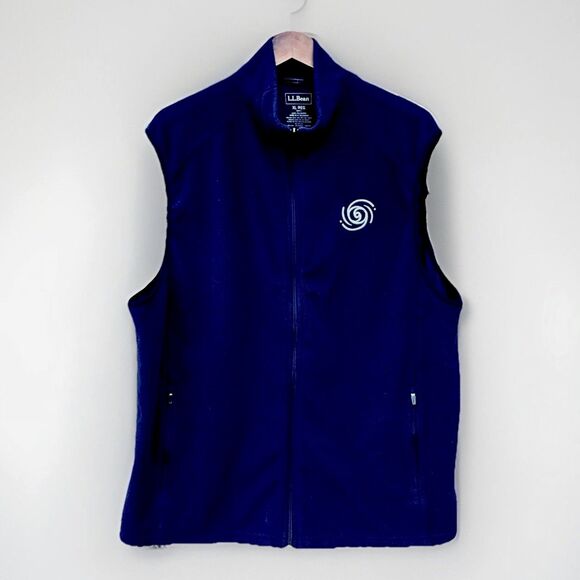 Mens LL Bean Fleece Vest Size XL Hiking Gorp Utility Full Zip Blue Pockets - Picture 1 of 3